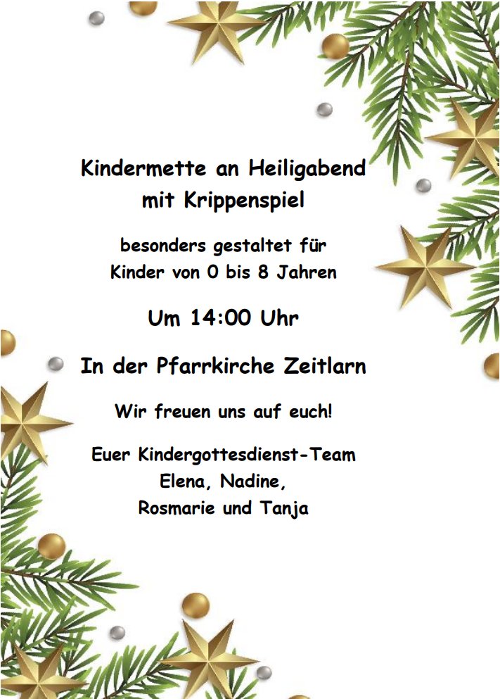 Kindermette an Heiligabend mit Krippenspiel