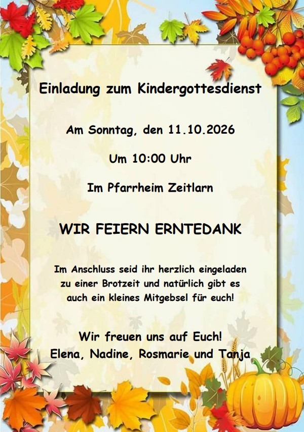 Kindergottesdienst zu Erntedank